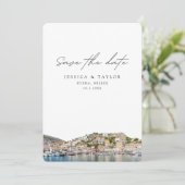 Hydra Greece Wedding Save the Date Einladung (Stehend Vorderseite)