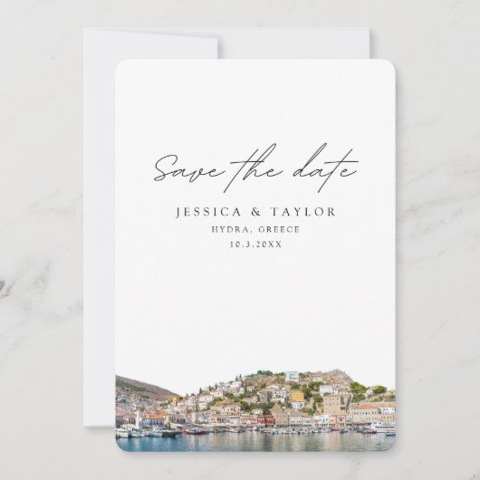Hydra Greece Wedding Save the Date Einladung (Vorderseite)