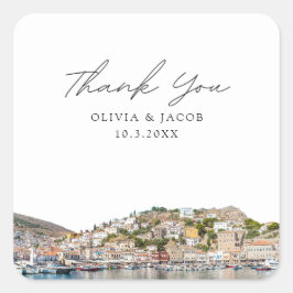 Hydra Griechenland Gastgeschenk Hochzeit Vielen Da Quadratischer Aufkleber