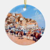 HYDRA - Maultiere im Hafen Keramik Ornament (Vorne)