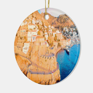 HYDRA - Schloss Kavos - Hafen Keramik Ornament