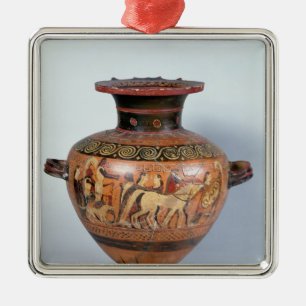 Hydra, welche die Abfahrt eines Kriegers darstellt Silbernes Ornament