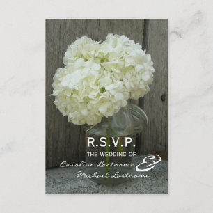 Hydrange & Barnwood Wedding RSVP Karte
