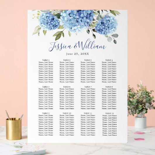 Hydrangea 12 Tables SITZENCHART Akryllisches Zeich Acrylschild (Hochzeit)