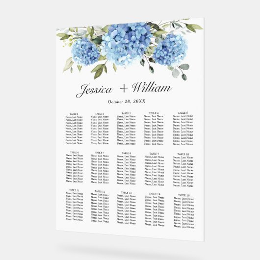 Hydrangea 15 Tables SITZENCHART Akryllisches Zeich Acrylschild (Winkel)