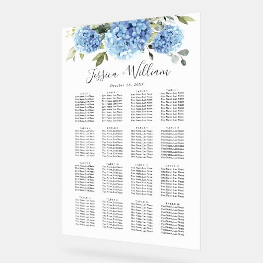 Hydrangea 16 Tables SITZENCHART Akryllisches Zeich Acrylschild (Winkel)