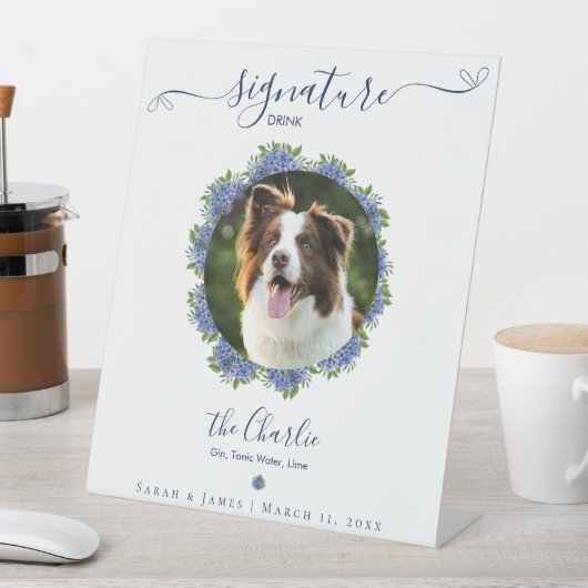 Hydrangea 1 Foto Signature Drink Sign Wedeltier Sockelschild (In Situ)