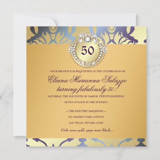 Hydrangea 311 Damast-Schimmer-Königintoller 50 Einladung (Rückseite)