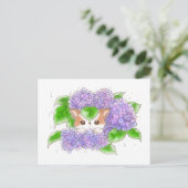 Hydrangea and Mochi Rainy Day  Postcard by Amy C Postkarte (Stehend Vorderseite)