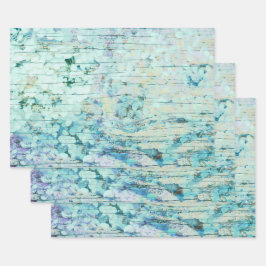 Hydrangea Aquamarines Land Vintages Holz Geschenkpapier Set