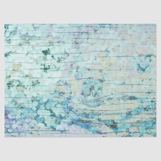Hydrangea Aquamarines Land Vintages Holz Seidenpapier (Vorderseite)