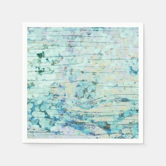 Hydrangea Aquamarines Land Vintages Holz Serviette (Vorderseite)