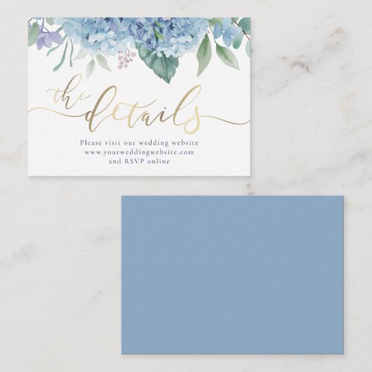 Hydrangea Aquarell-Blume Hochzeitswebsite Begleitkarte (Vorne/Hinten)