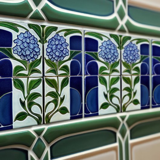 Hydrangea Art Deco Florale Wanddekoration Art Nouv Fliese