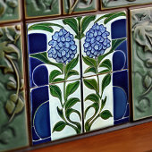 Hydrangea Art Deco Florale Wanddekoration Art Nouv Fliese