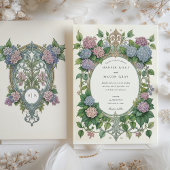 Hydrangea Art Nouveau Wedding Einladung