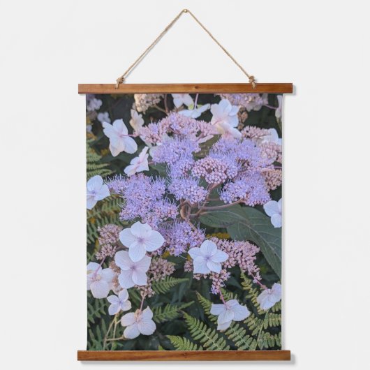 Hydrangea Aspera Blume Floral Wandteppich Mit Holzrahmen (Vorderseite)