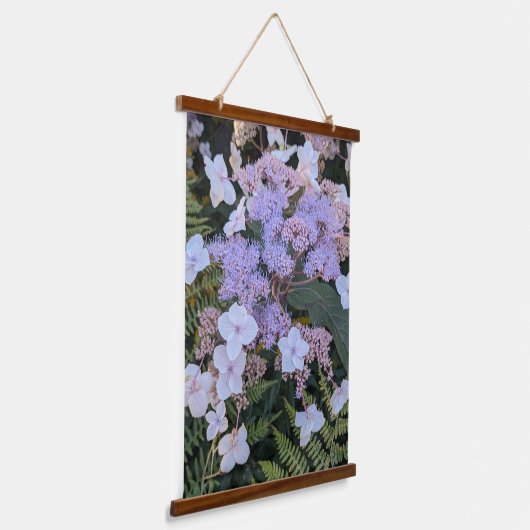 Hydrangea Aspera Blume Floral Wandteppich Mit Holzrahmen (Gewinkelt)