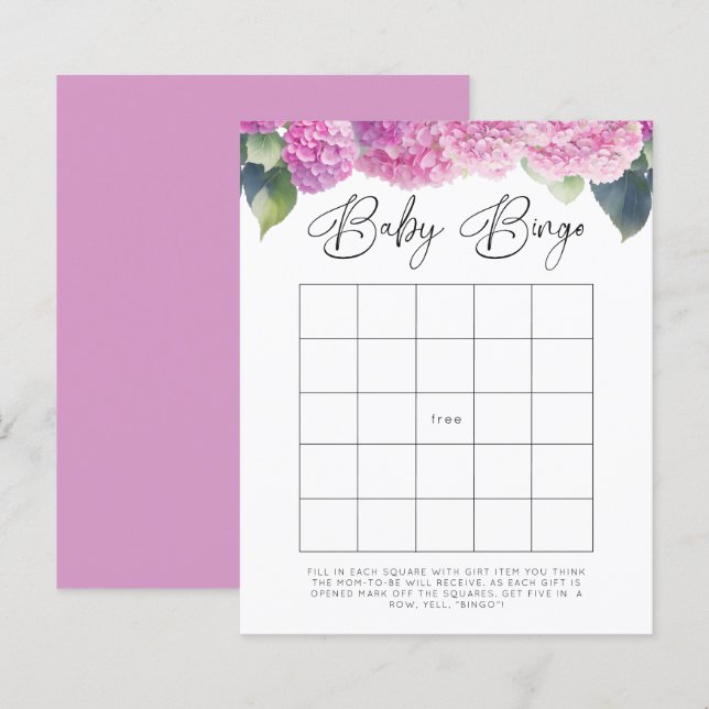 Hydrangea Baby Shower Baby Bingo Games (Vorne/Hinten)