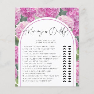 Hydrangea Baby Shower Mommy oder Daddy Games