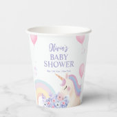 Hydrangea Balloon Rainbow Unicorn Babydusche Pappbecher (Rückseite)