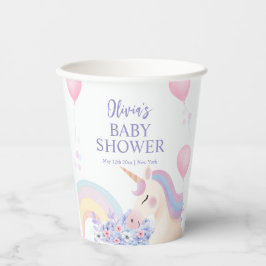 Hydrangea Balloon Rainbow Unicorn Babydusche Pappbecher