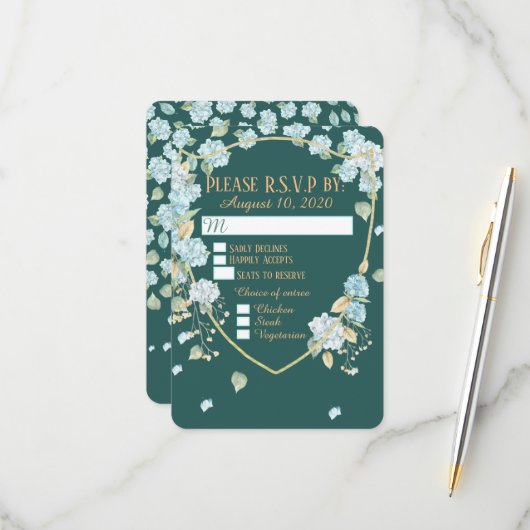 Hydrangea bei RSVP-Karten im Mondlicht RSVP Karte (Vorderseite/Rückseite Beispiel)