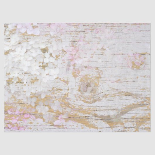 Hydrangea Bläschen Weiß erschüttertes Vintages Hol Seidenpapier (Vorderseite)