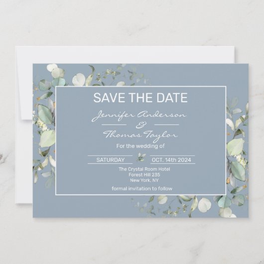 Hydrangea Blätter Save the Date Farbe und Grün (Vorderseite)