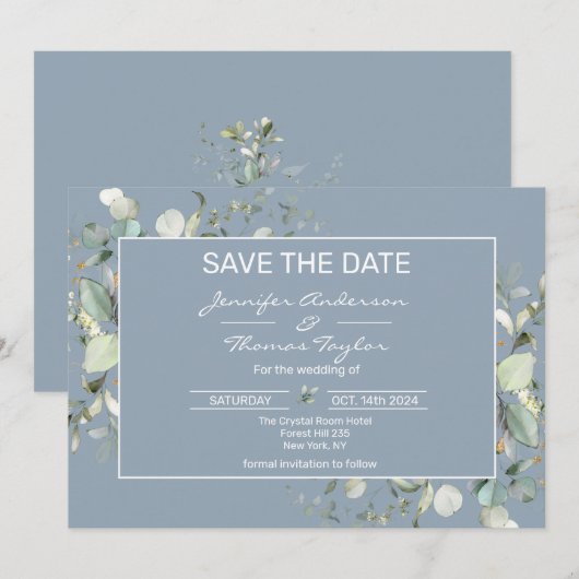 Hydrangea Blätter Save the Date Farbe und Grün (Vorne/Hinten)