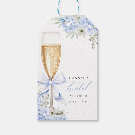 Hydrangea Blaue Florale Brautparty Geschenkanhänger (Vorderseite)