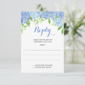 Hydrangea Blauer Blumenzwiebeln RSVP Karte (Stehend Vorderseite)