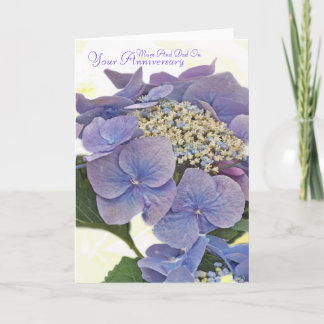 Hydrangea-blauw, Mama und Vater an, Ihr Jahrestag Karte
