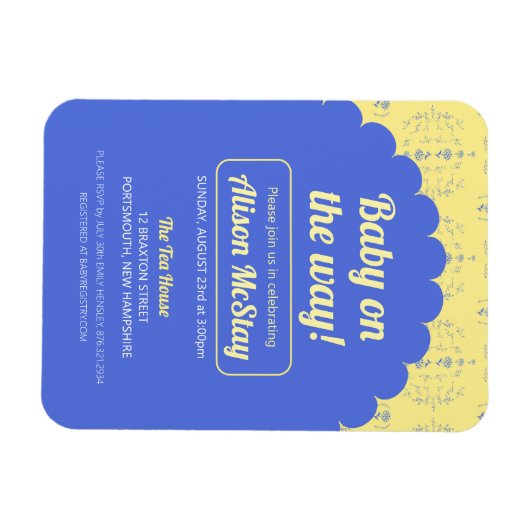 Hydrangea Block Baby Dusche Einladung Magnet (Horizontal)