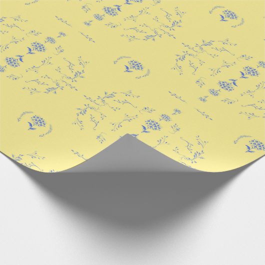 Hydrangea Block Gelb und Blau Muster Geschenkpapier (Ecke)