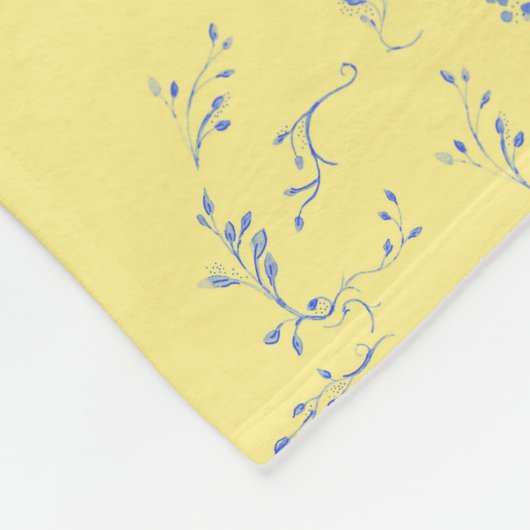 Hydrangea Blockmuster - Gelb und Blau Fleecedecke (Ecke)