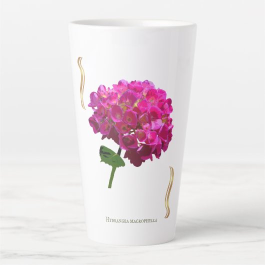 Hydrangea Bloom – Vintage Botanical Fuchsia Milchtasse (Vorderseite)