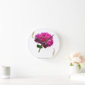 Hydrangea Bloom – Vintage Botanical Fuchsia Runde Wanduhr (Zuhause)