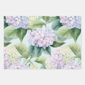 Hydrangea Blossoms Lilac Blauer Creme Blumenmuster Geschenkpapier Set (Vorderseite)