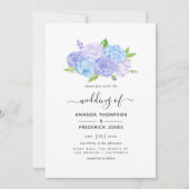 Hydrangea Blue and Light Lavender Wedding Einladung (Vorderseite)