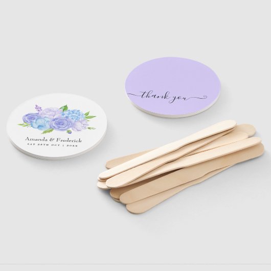 Hydrangea Blue and Light Lavender Wedding Fächer (Non-assembled)