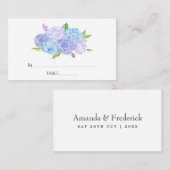 Hydrangea Blue and Light Lavender Wedding Platzkarte (Vorne/Hinten)