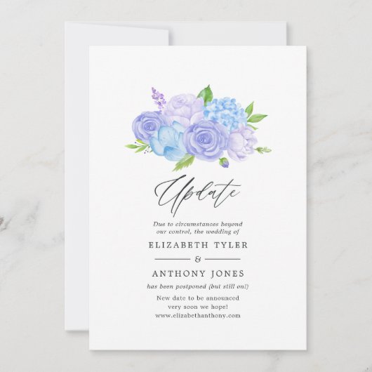 Hydrangea Blue and Light Lavender Wedding Update I Einladung (Vorderseite)