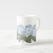 Hydrangea Blue Blume Knochen China Tee Tasse (Vorderseite Rechts)