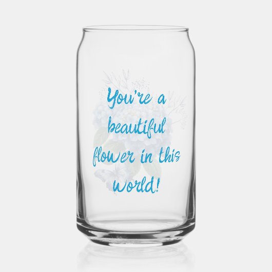 Hydrangea Blue Blume und Butterfly Dosenglas (Rückseite)