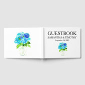 Hydrangea Blue Elegante Hochzeit der Wasserfarben Gästebuch (Voll)