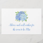 Hydrangea Blue Floral Brautparty Advisor Cards (Rückseite)