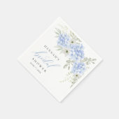 Hydrangea Blue Floral Brautparty Paper Napkin Serviette (Ecke)