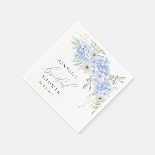 Hydrangea Blue Floral Brautparty Paper Napkin Serviette (Ecke)