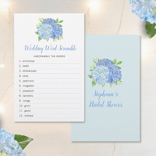 Hydrangea Blue Floral Brautparty Word Game (Von Creator hochgeladen)